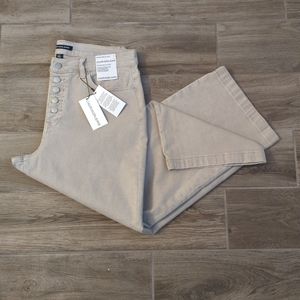 Calvin Klein MidRise Wide Leg Crop Button Fly Jean